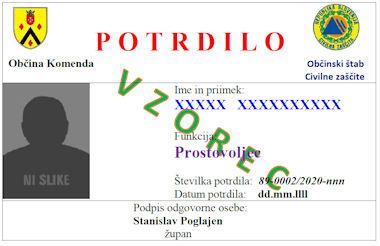 OBVESTILO O PROSTOVOLJCIH